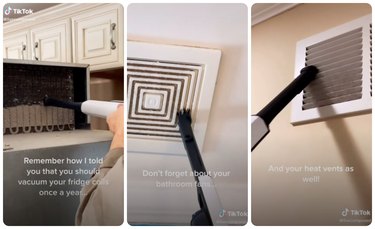vacuuming fridge coils, bathroom fans, and hvac vents