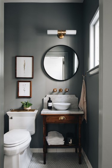 gray bathroom with painted walls