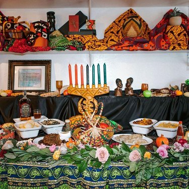 kwanzaa tablescape with patterns