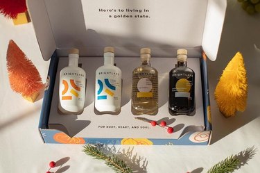 box with four different bottles of olive oil