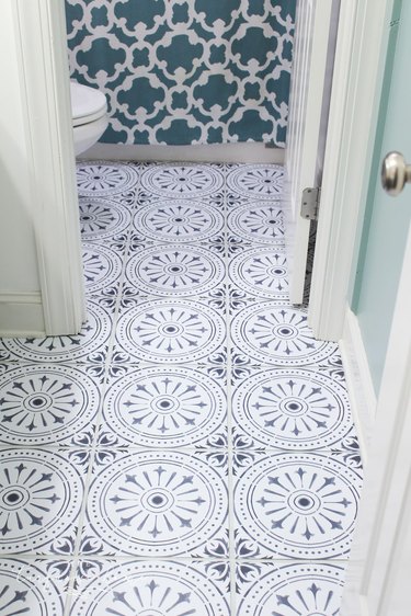 blue and white bathroom tile