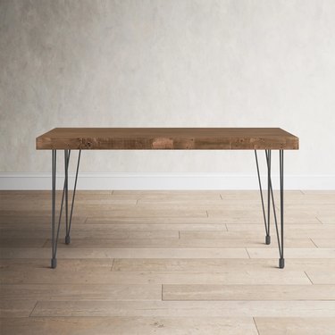 wood and metal dining table