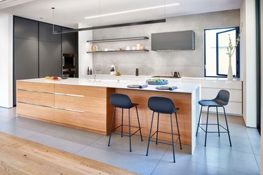 Modern kitchen with walnut cabinets