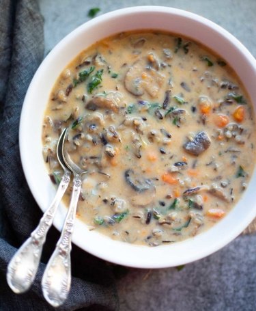 Piping Pot Curry's Instant Pot Mushroom Wild Rice Soup