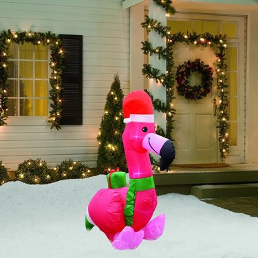 inflatable holiday flamingo
