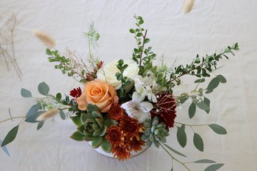 Dried florals added to DIY succulent centerpiece