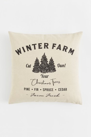 Winter tree farm pillow cover