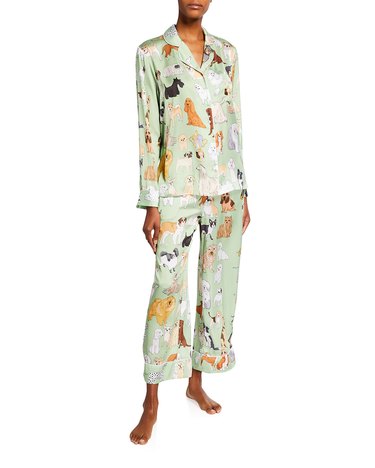 Karen Mabon Crufts Dog Print Wide-Leg Pajama Set