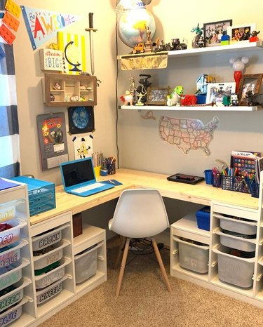 Corner desk made with Trofast storage