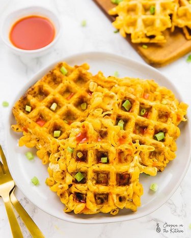 Jessica in the Kitchen Crispy Mac and Cheeze Waffles