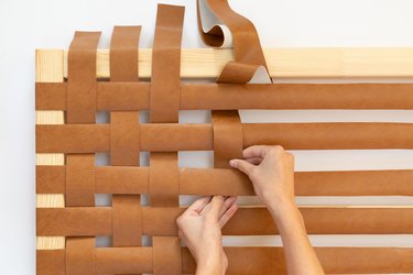 Adding leather to a lattice DIY headboard