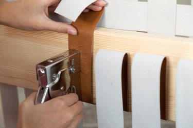 Adding leather to a lattice DIY headboard