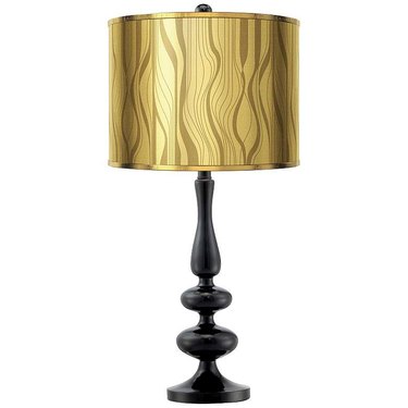 lamp with black base and gold lampshade