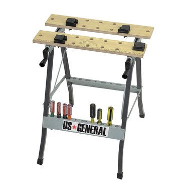 Folding Clamping Workbench With Moveable Pegs, $19.99