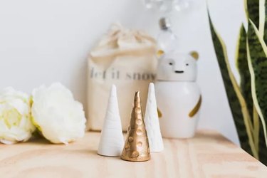 Modern Christmas decor with DIY clay Christmas trees