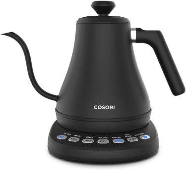 black electric kettle with gooseneck