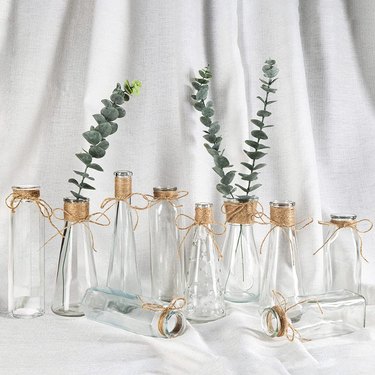 glass vases with twine