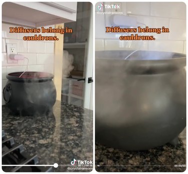 Essential oil diffuser in a cauldron