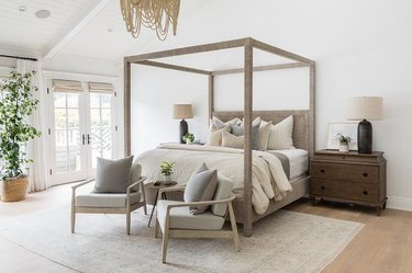 bedroom with brown, gray, and cream color scheme