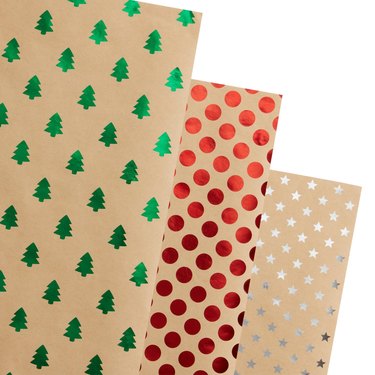 Metallic Foil Kraft Holiday Wrapping Paper Rolls