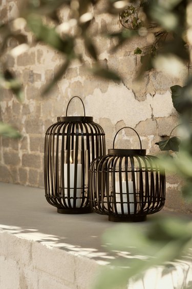 h&m home Large Bamboo Candle Lantern in black