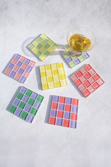 Subtle Art Studios Checkered Glass Tile Coaster