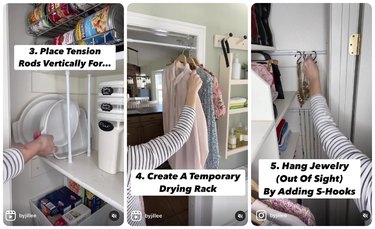 Tension rod organization hacks