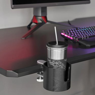 black cup holder on black desk
