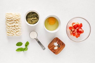 Ingredients for pesto creamy ramen