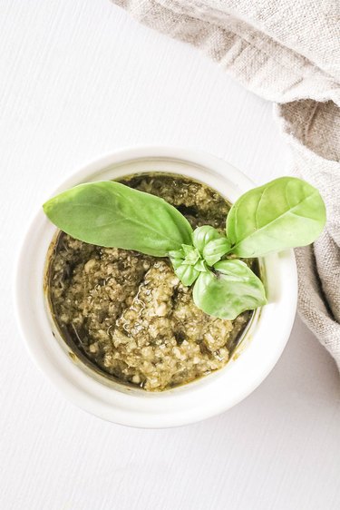 Pesto and basil