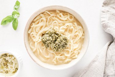 Add pesto to creamy ramen