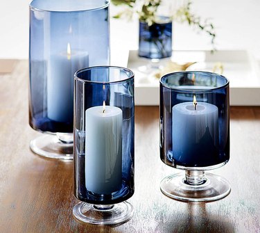 Blue candle holders