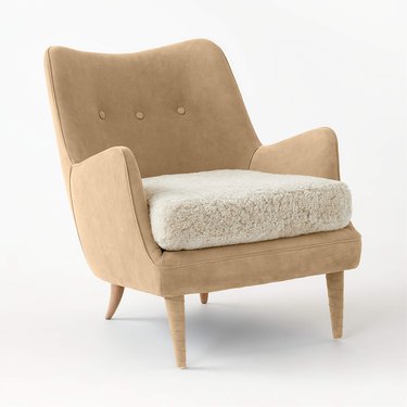 Suede and shearling chair