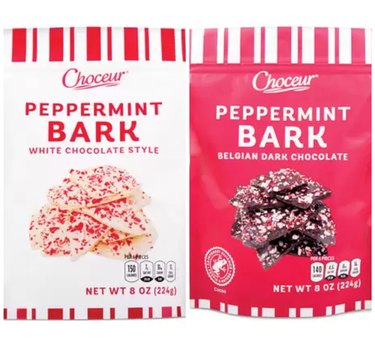 bags of white chocolate and dark chocolate peppermint bark