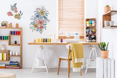 sewing room with wall decals