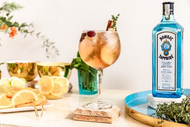 gin and tonic with garnishes