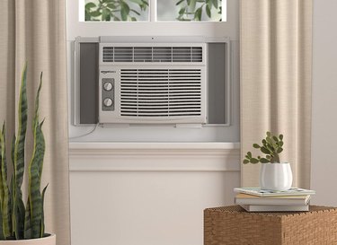 Window-mounted air conditioner.