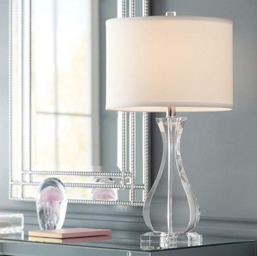 crystal vase lamp on a table