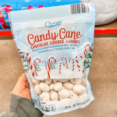 Candy cane chocolate covered almonds at Aldi