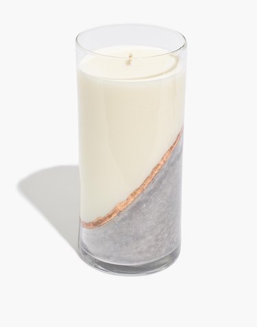 cylinder candle in white and concrete