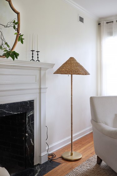 IKEA hack rattan cone shade floor lamp