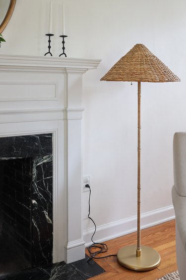 IKEA hack rattan cone shade floor lamp