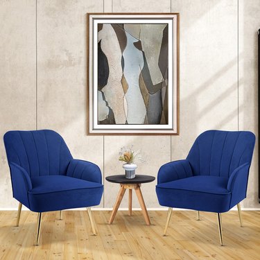 blue velvet accent chairs