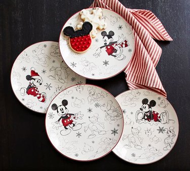 Pottery Barn Disney Mickey Mouse Holiday Stoneware Salad Plates