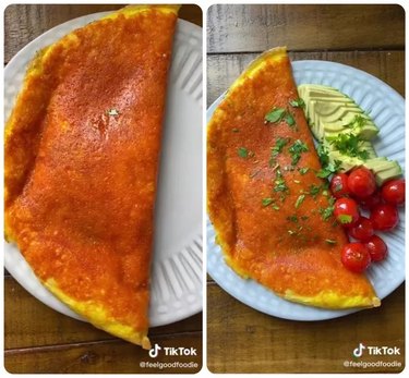 Cooking hack for making an inside-out omelet