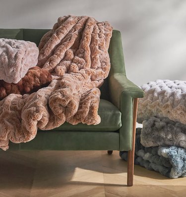 Anthropologie Luxe Faux Fur Throw Blanket, $138