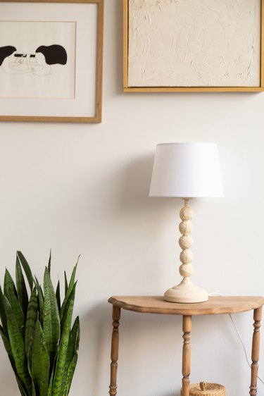 DIY IKEA Hack spindle base lamp on side table