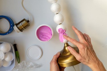 Adding spackle to lamp DIY