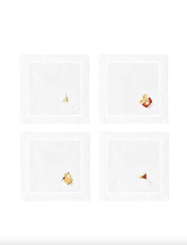 Weston Table Embroidered Classic Drinks Cocktail Napkins (set of 4), $40