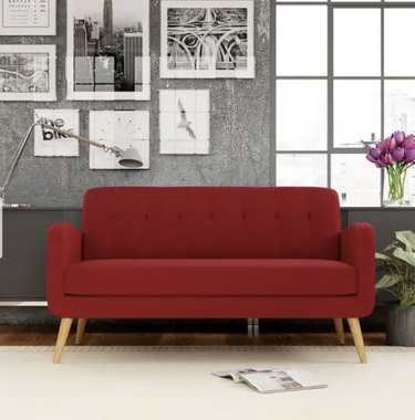 Red Mid Century Modern Sofa